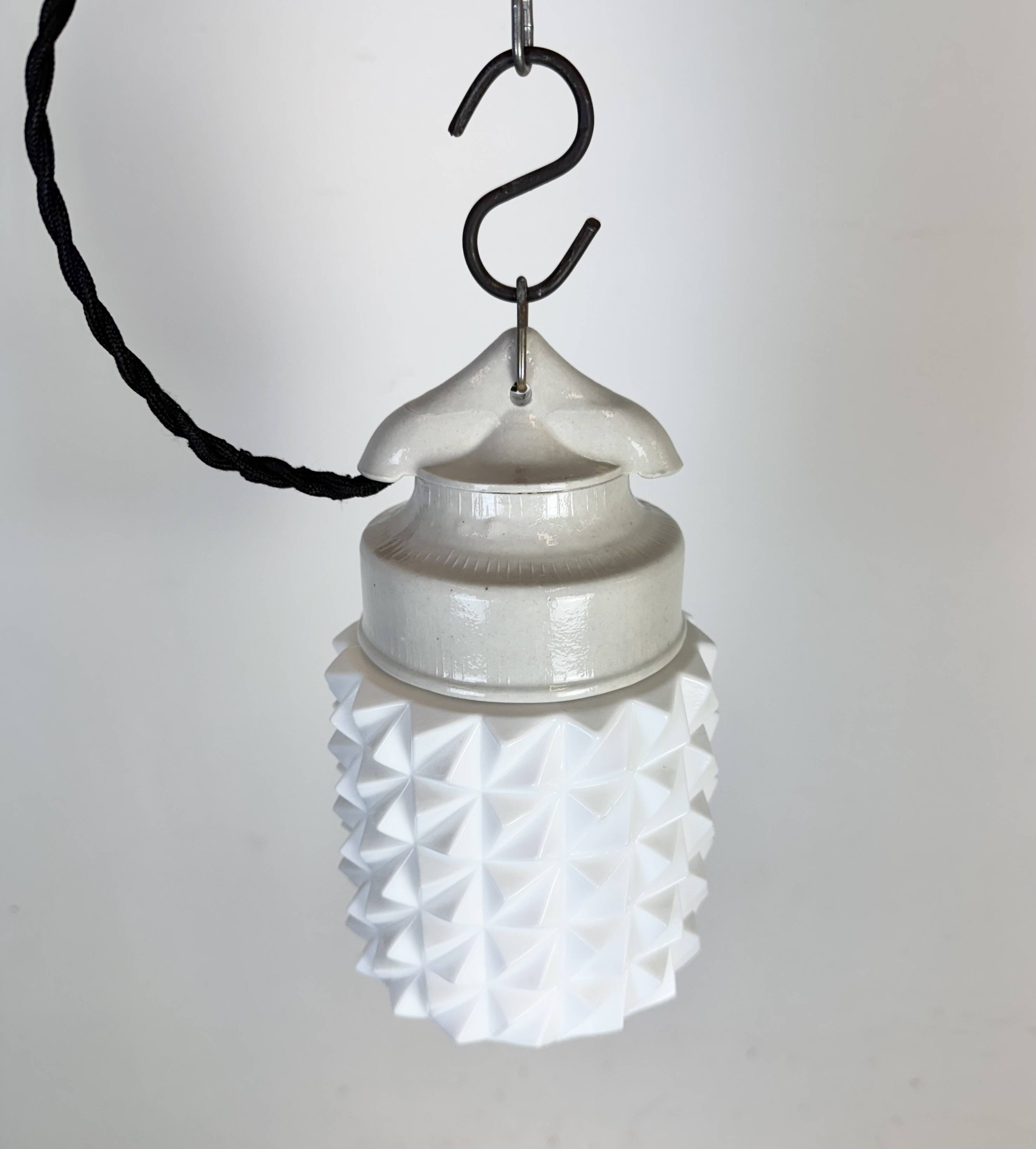 Vintage White Porcelain Pendant Light, 1970s