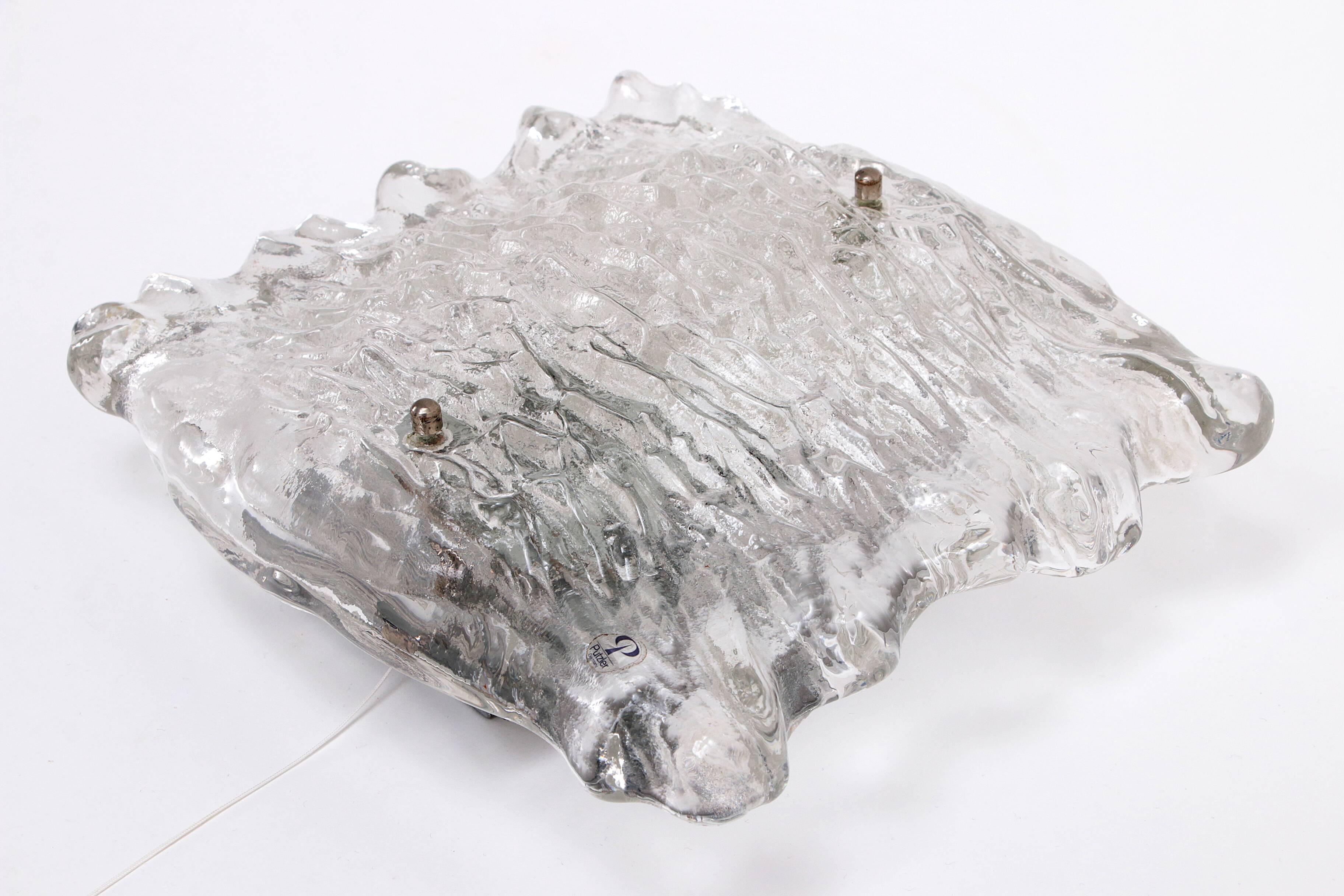 Large wall lamp Peil & Putzler ice glass, 1960 Germany