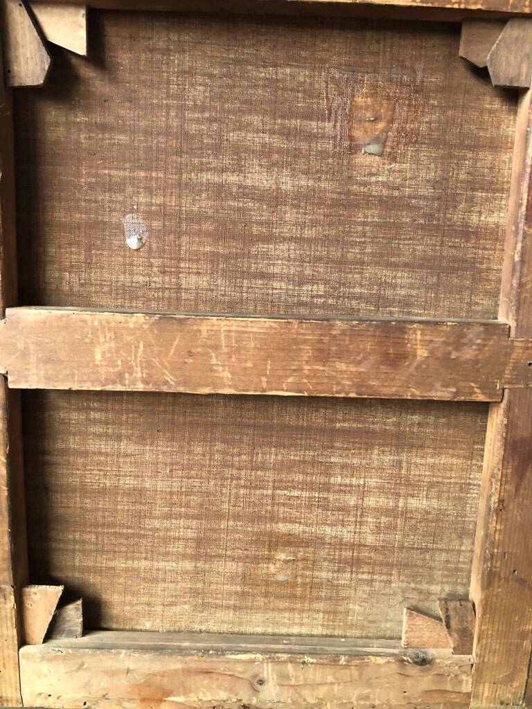 Oil on canvas 19th century "Breton woman crossing a stream"