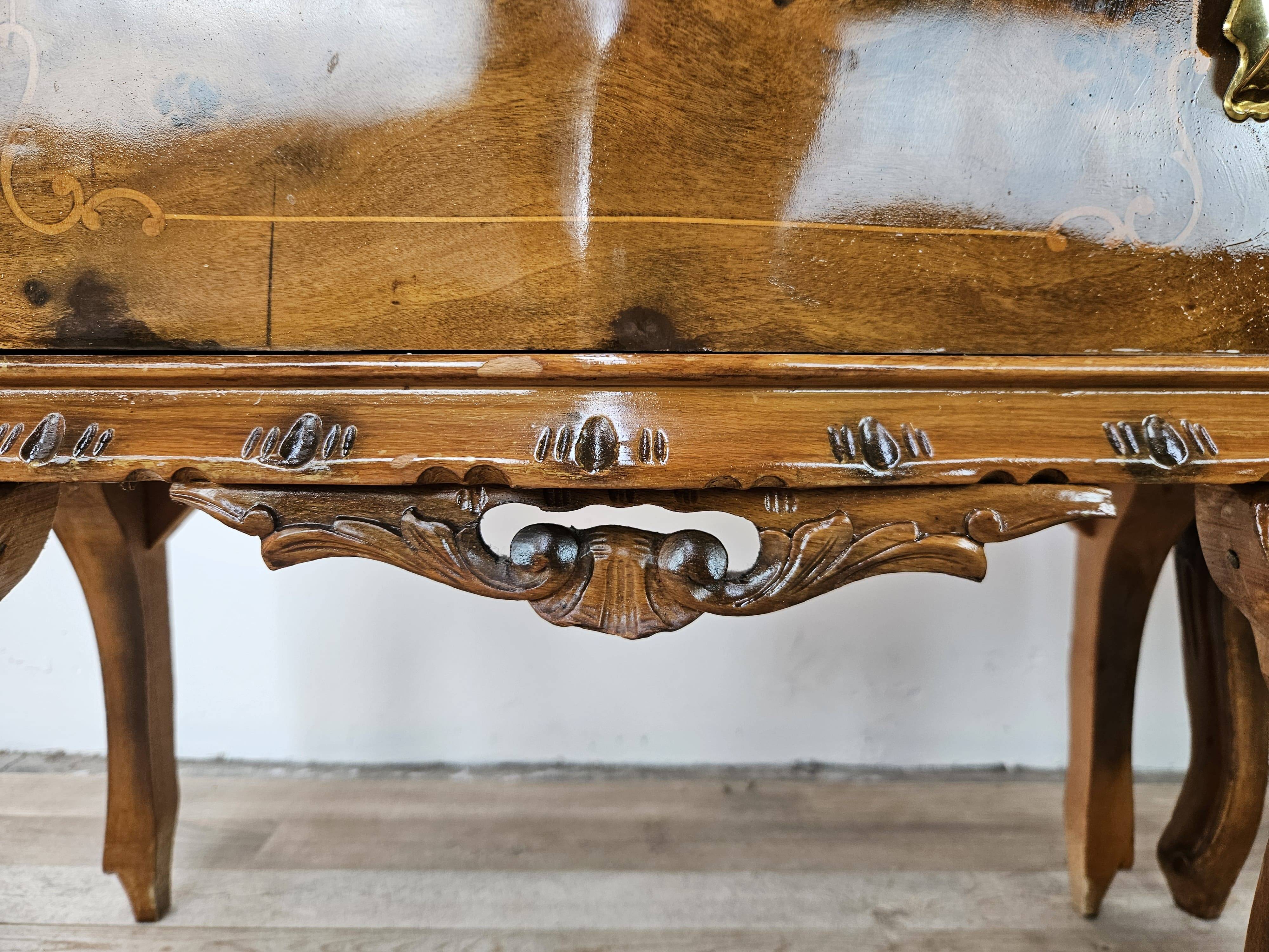 1950s Chippendale bedside tables with black glass