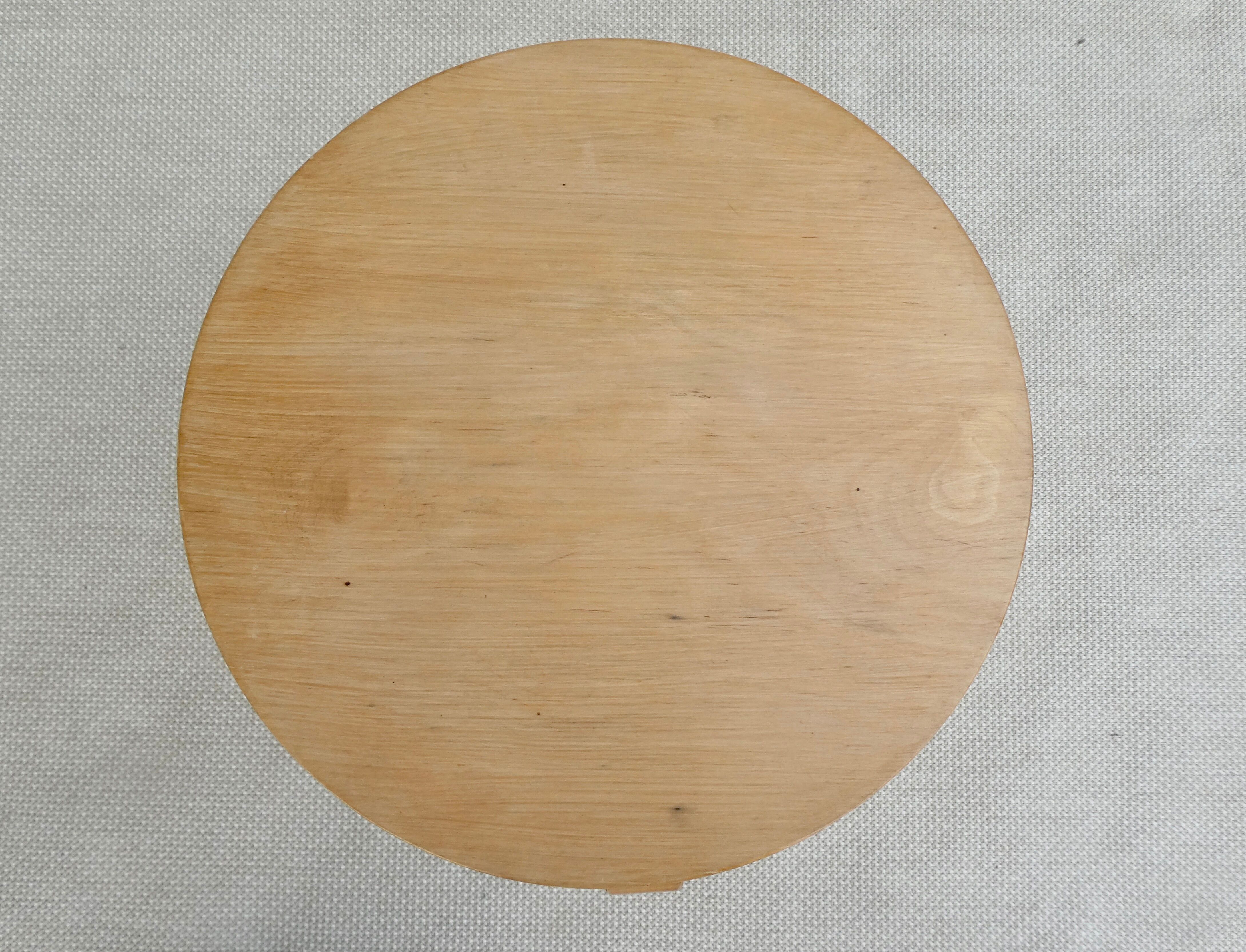 High stool in light wood, 60s