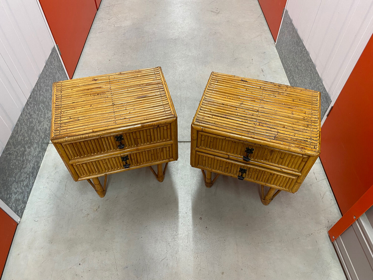 Pair of bamboo bedside tables
