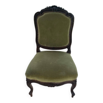 Chaise velours vert style Louis 15