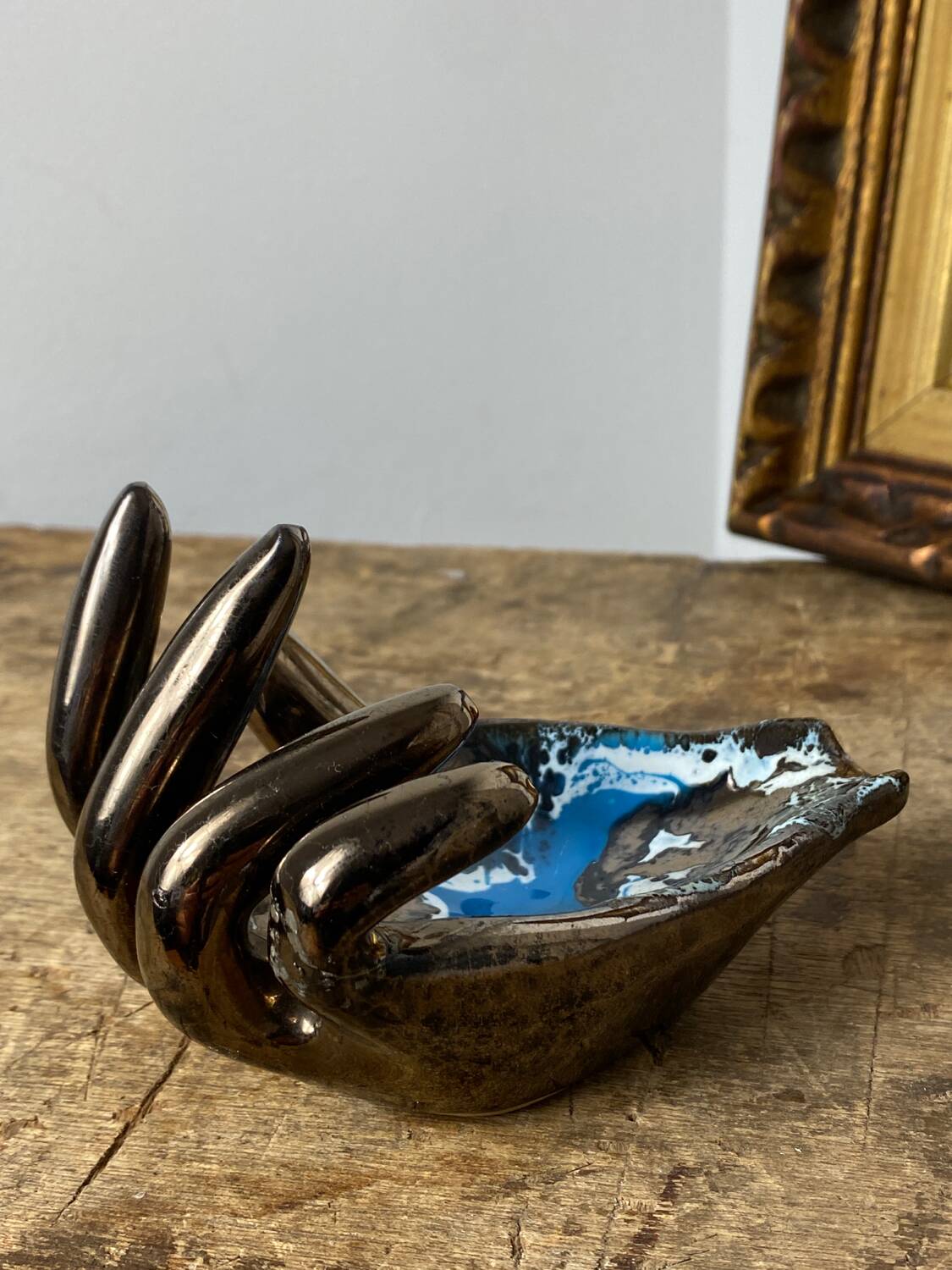 Vallauris iridescent ceramic hand emptier