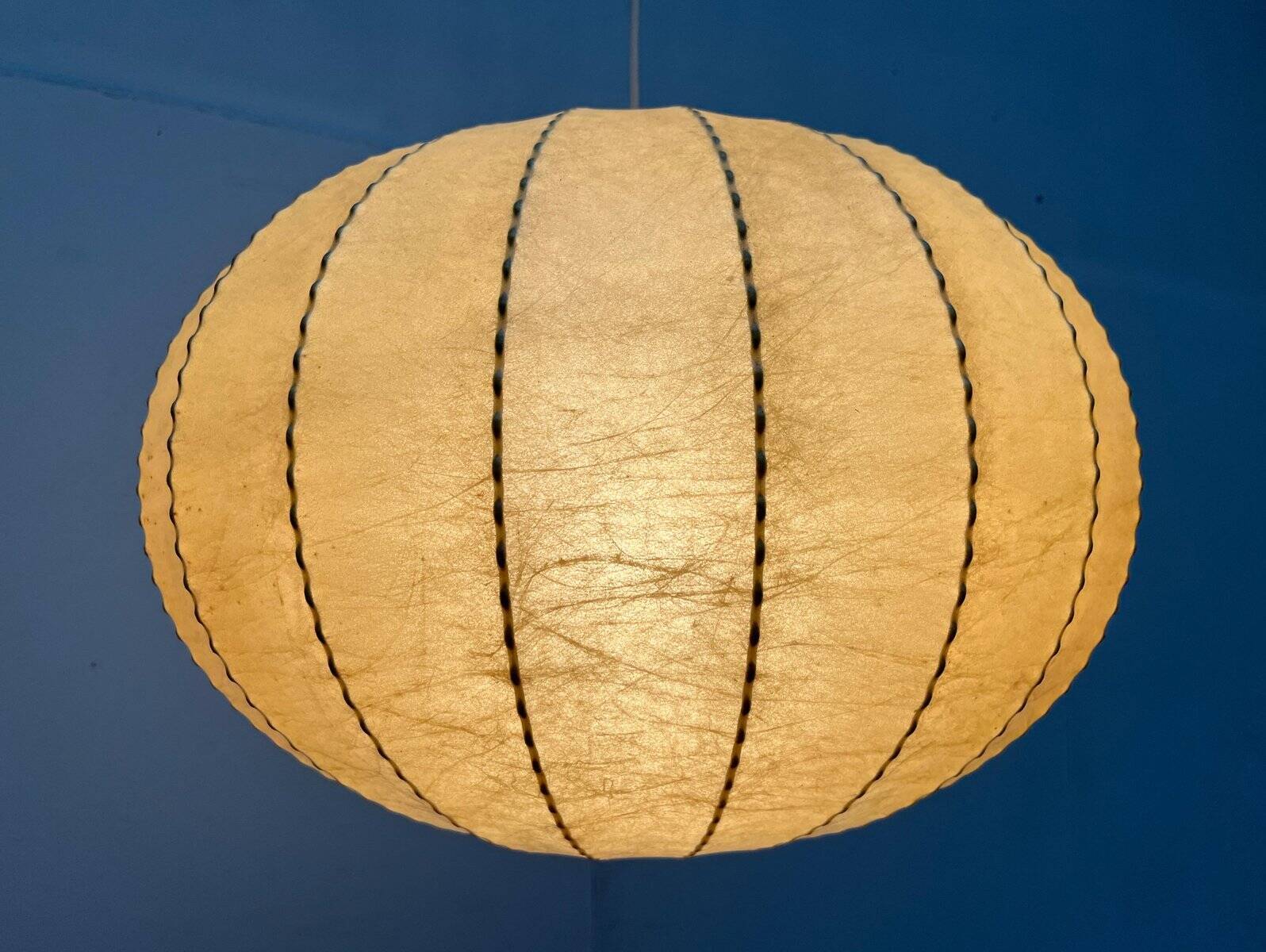 Modern mid-century German cocoon pendant lamp by Friedel Wauer for Goldkant Leuchten, 1960s.
