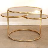 Gold-plated 3-tier turning top side table