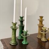Bougeoir chandelier de tamegroute céramique émaillé vert l h30 cm