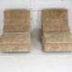 Pair of armchairs "Space Age", foam and velvet "honey", France, circa 1970