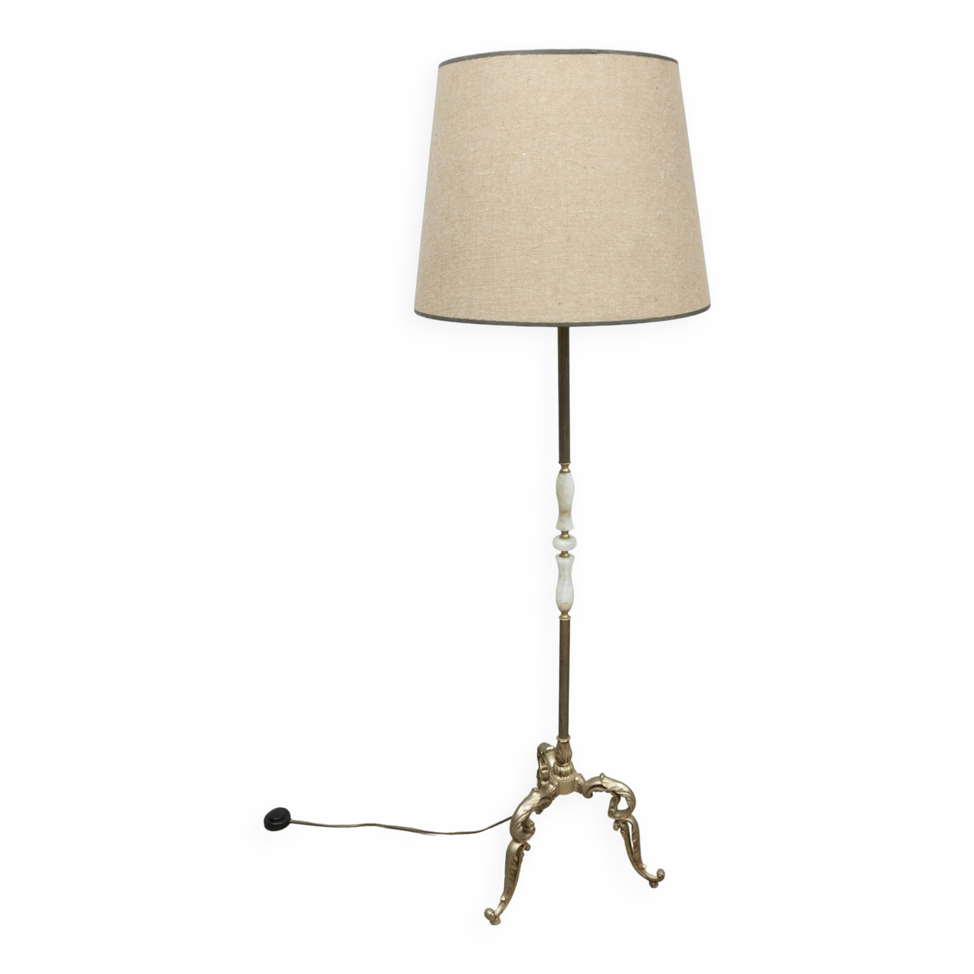 Bronze and white marble floor lamp 1960