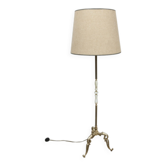 Lampadaire Bronze et marbre blanc 1960