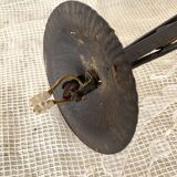 1930s Art Deco pendant light in frosted glass and wrought iron