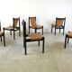 Vintage italian sling leather dining chairs, 1960s