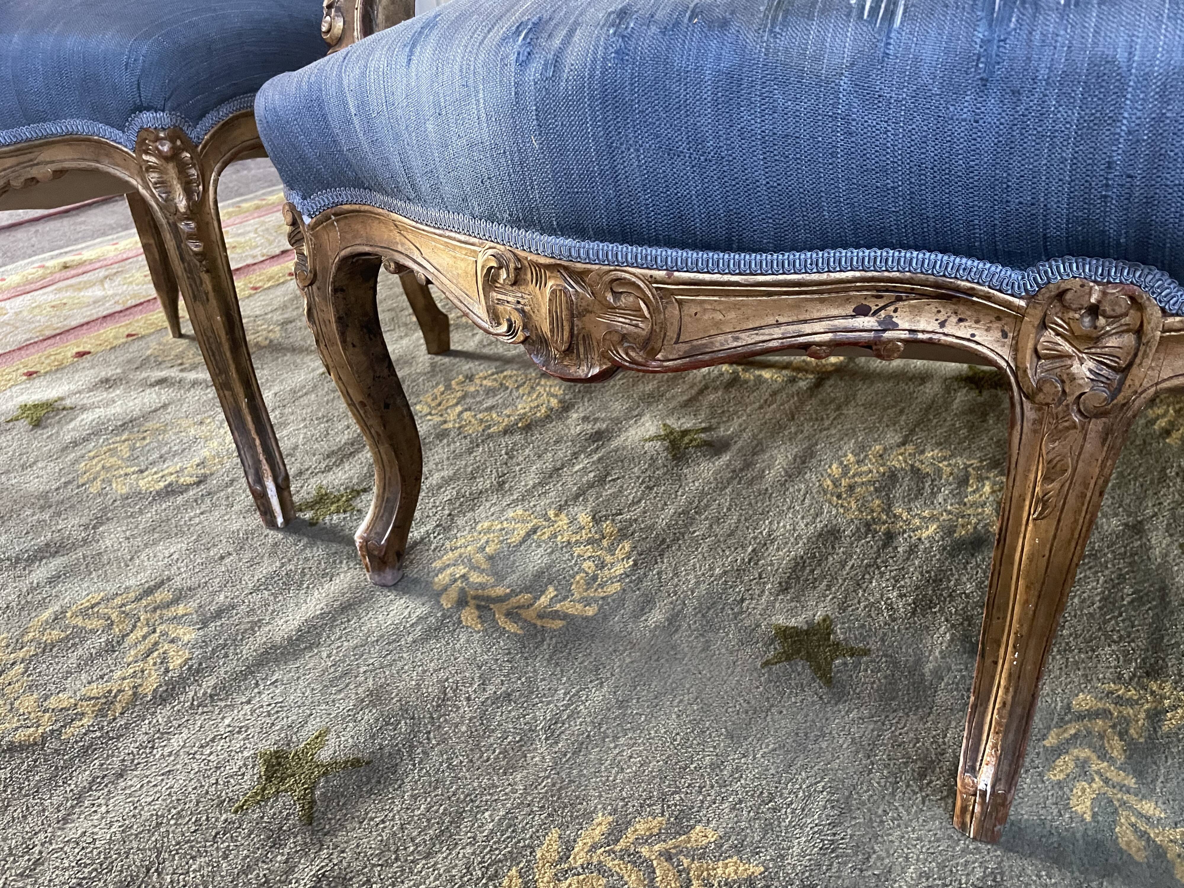 Complete living room louis XV style gilded wood 1900