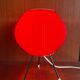 Tripod lamp, pleated red rhodoid, 1950s, 60s design