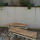 2 bancs  réenchantés en beige finition cirée, assise cirée chêne moyen.
