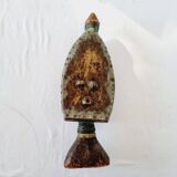 Strange and rare African Massai art sculpture in Kenya in solid wood and brass