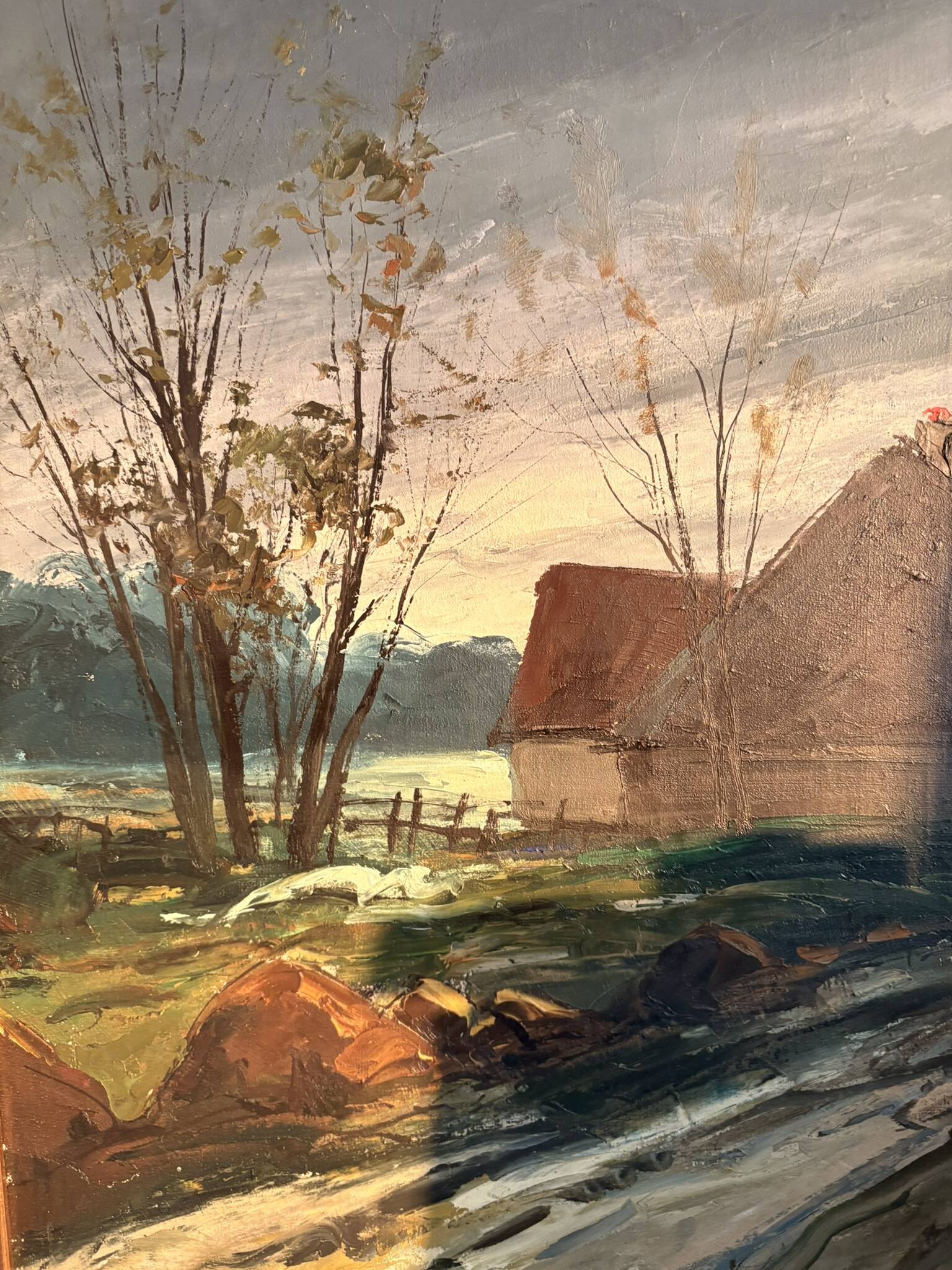 Oil Painting Canvas DEMAREST House Path Forest Landscape River