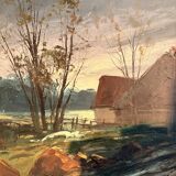 Oil Painting Canvas DEMAREST House Path Forest Landscape River