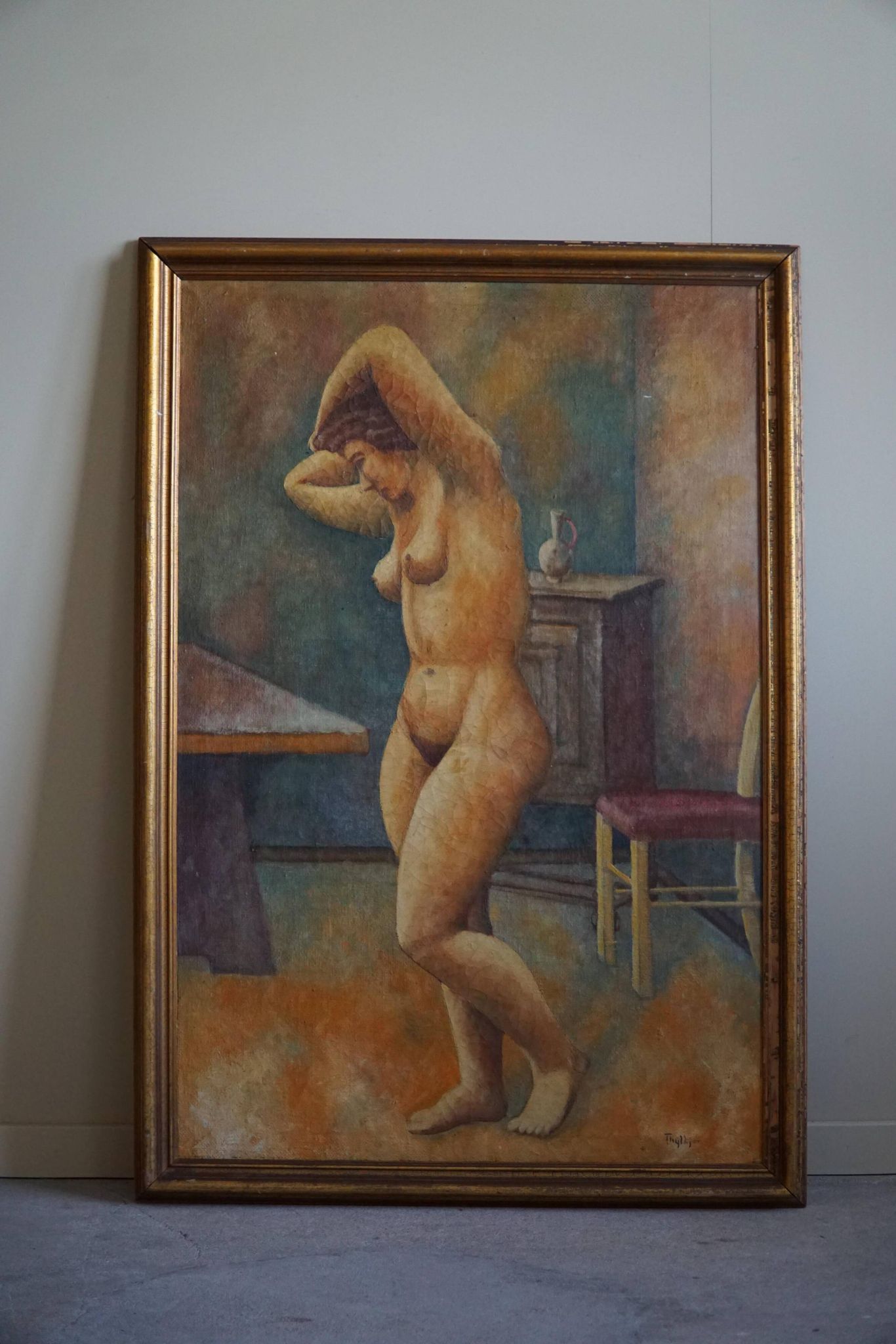 Large oil painting on canvas, unknown Danish artist, late 1800s.