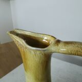 Handmade Ceramic Pitcher: 1970s LKC Pottery, Yellow Brown Glaze