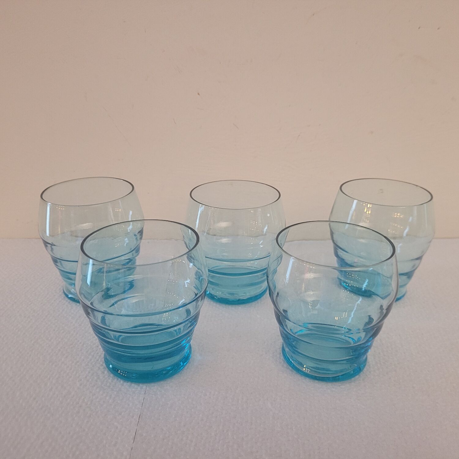 Vintage blue wavy glasses, mid-20th century