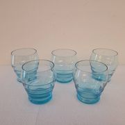 Verres Vintage bleu ondulé milieu XX ème