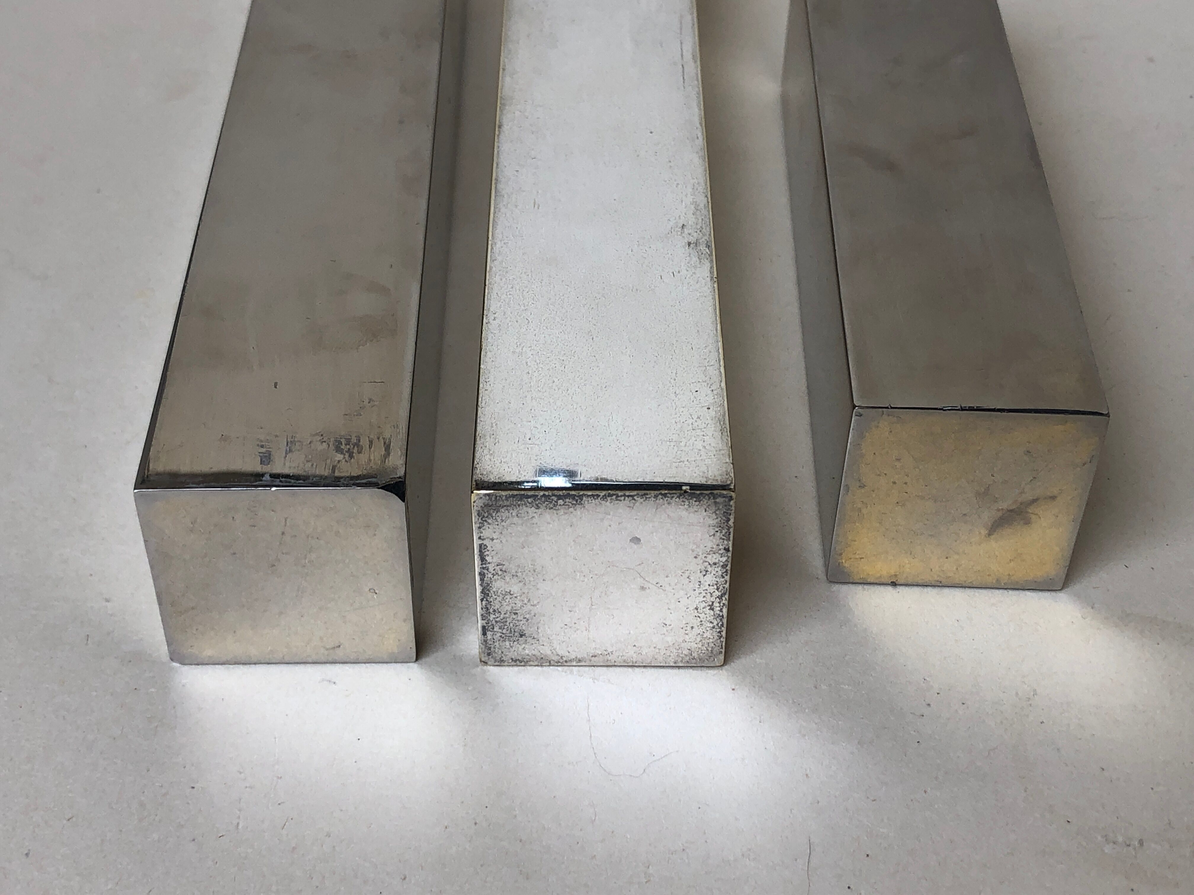 Set of 3 candle holders silver metal
