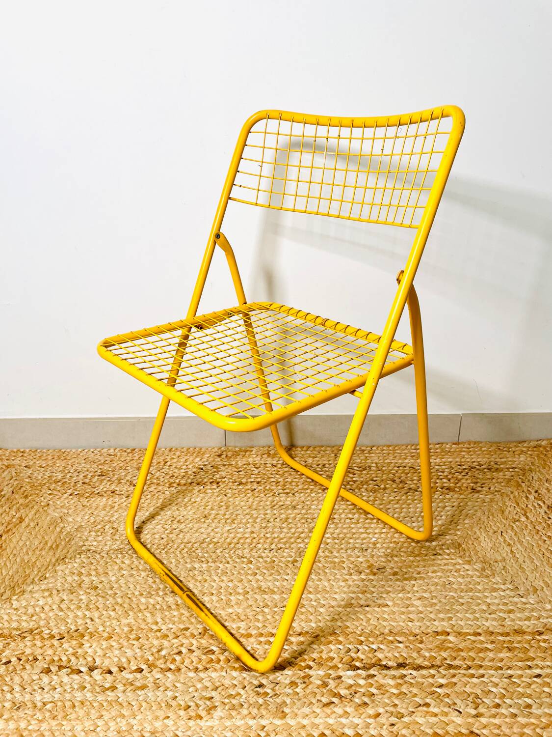Ted Net folding chair by Niels Gammelgaard for Ikea, 1980s Yellow
