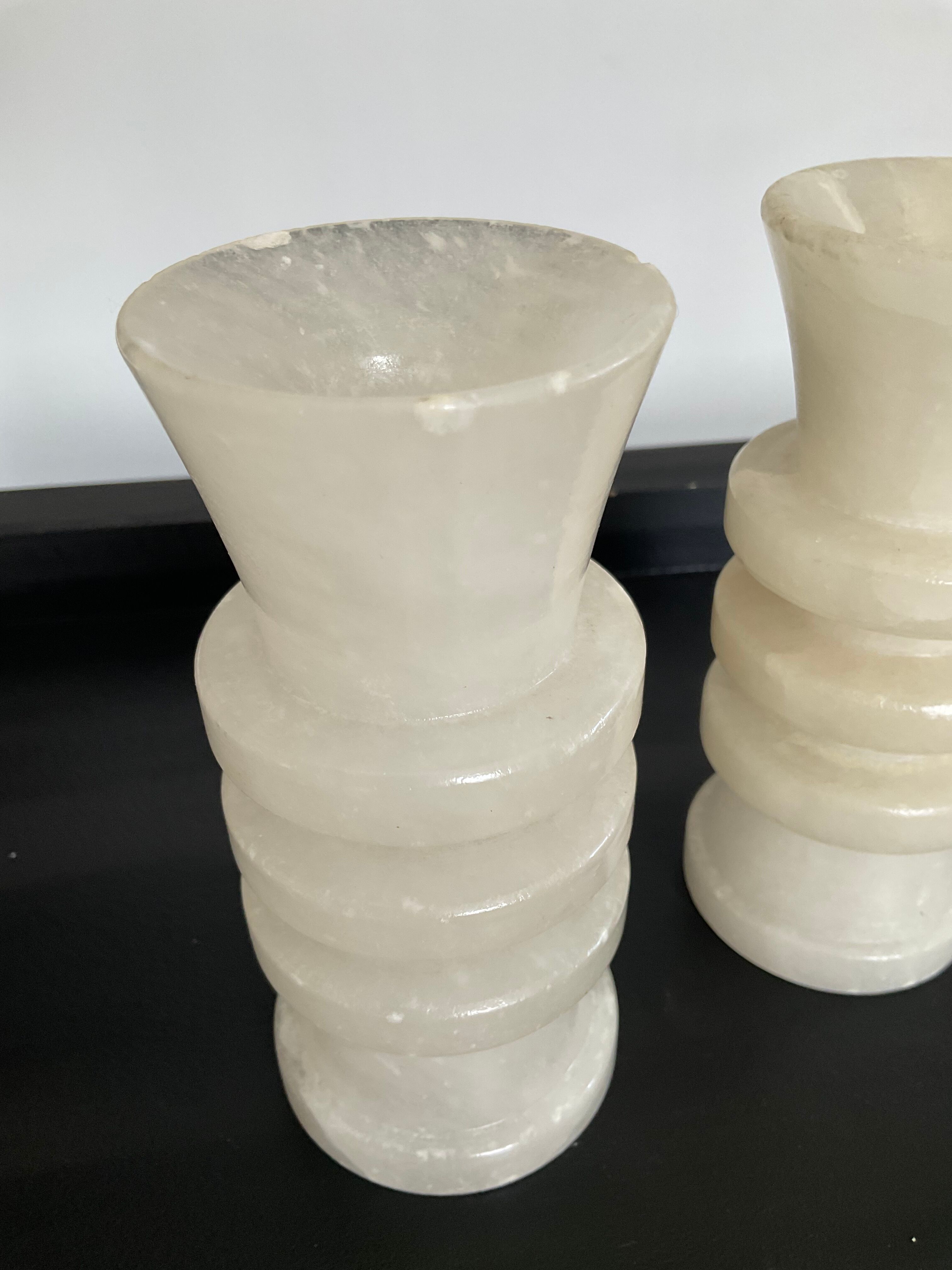 Pair of vintage alabaster candle holders