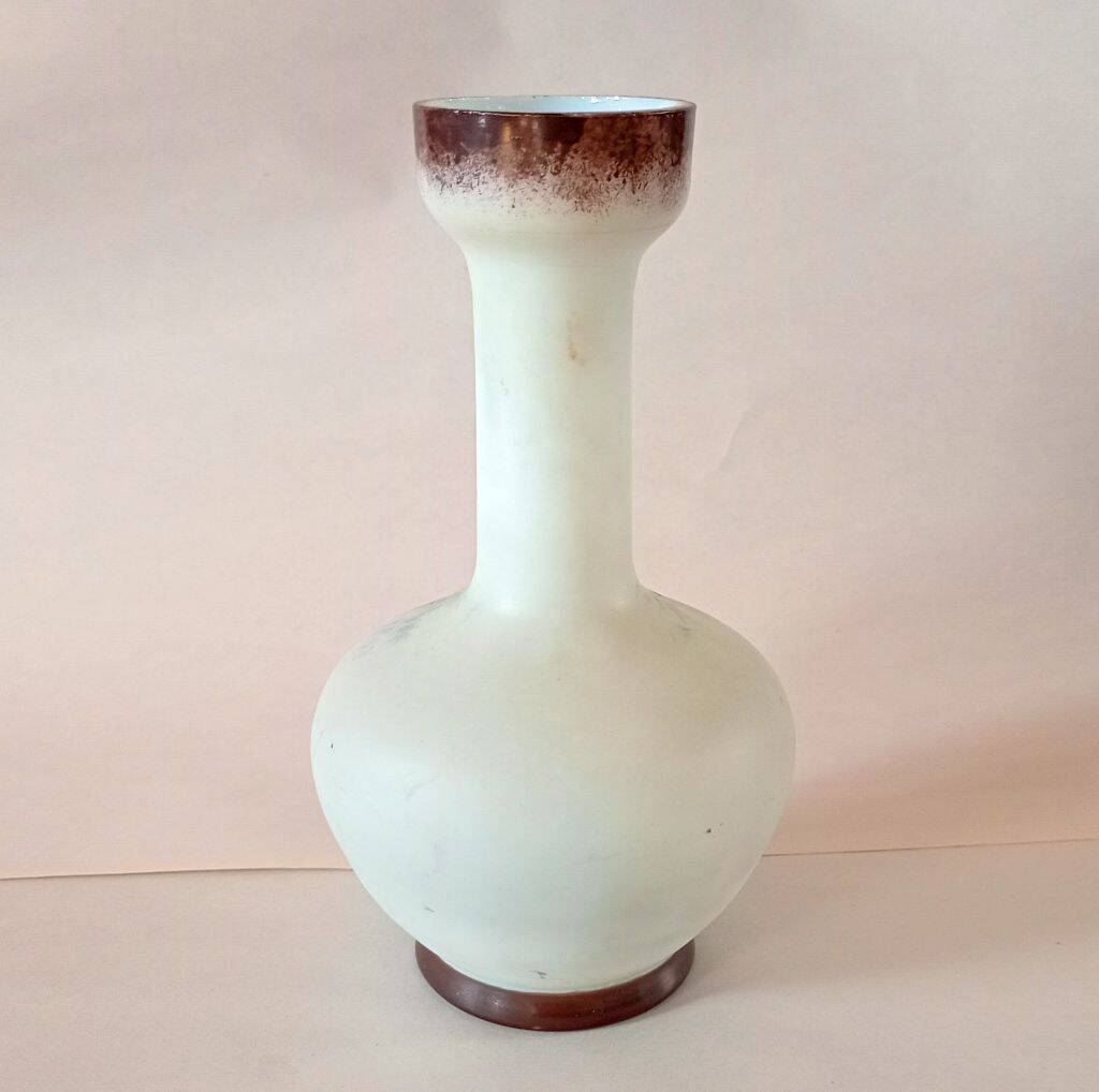Late 19th Century French Opaline Glass Vase - Hand-Painted Floral Soliflore