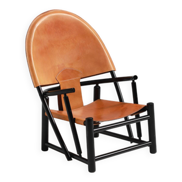 Chaise lounge Hoop par Werther Toffoloni et Piero Palange, cuir cognac