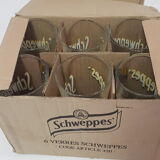 6 Schweppes advertising glasses