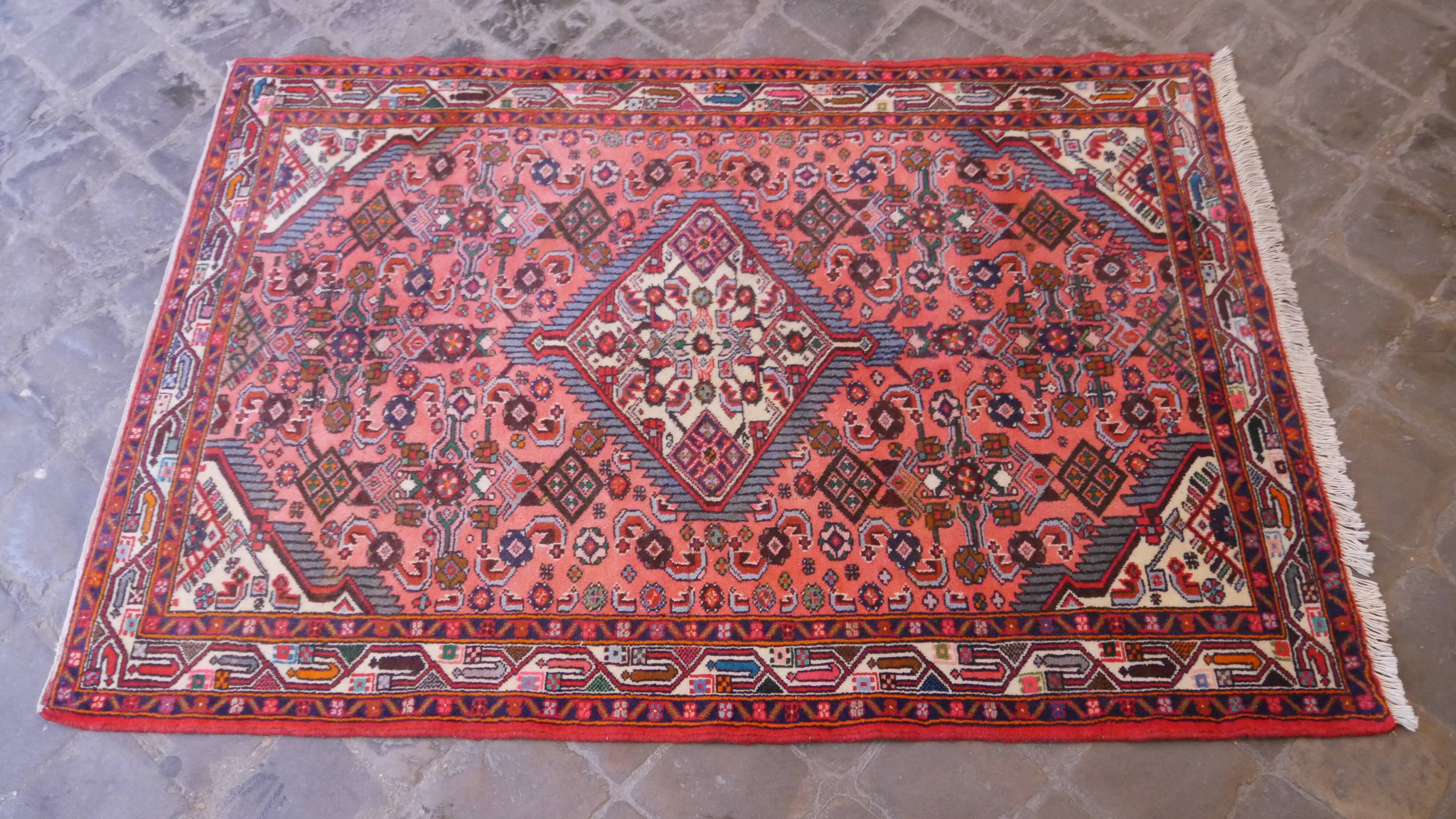 Vintage Persian Hamadan Handmade Oriental Carpet 103x150cm