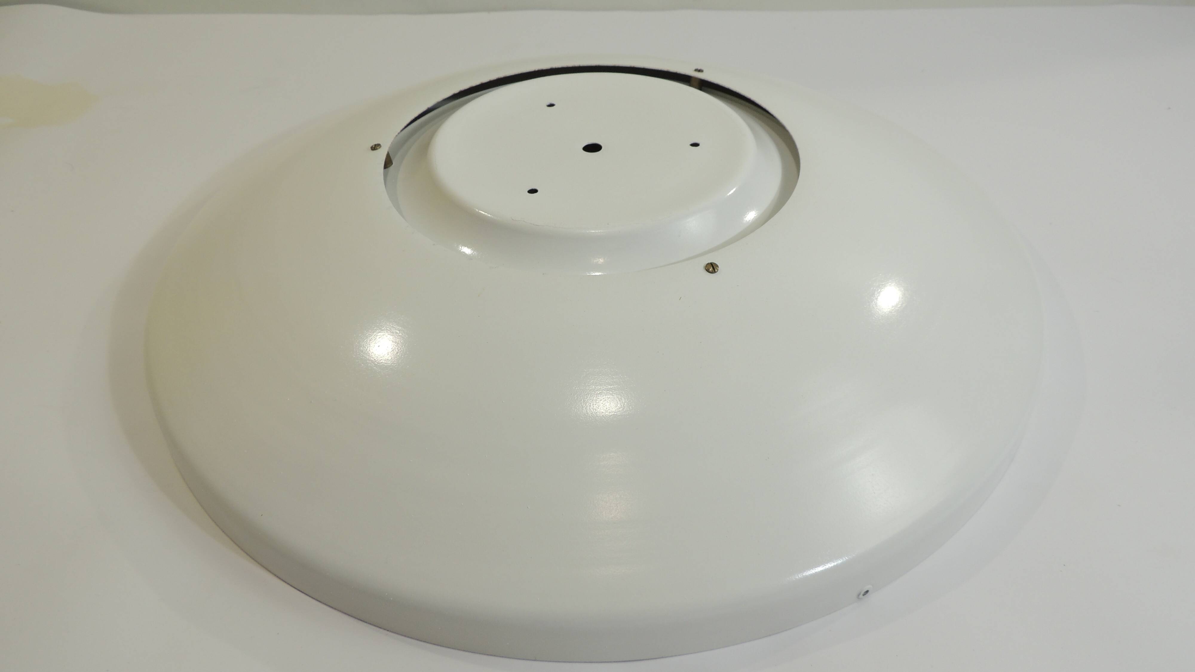 Large vintage ceiling light in opaline glass and brass – Arne Jacobsen style