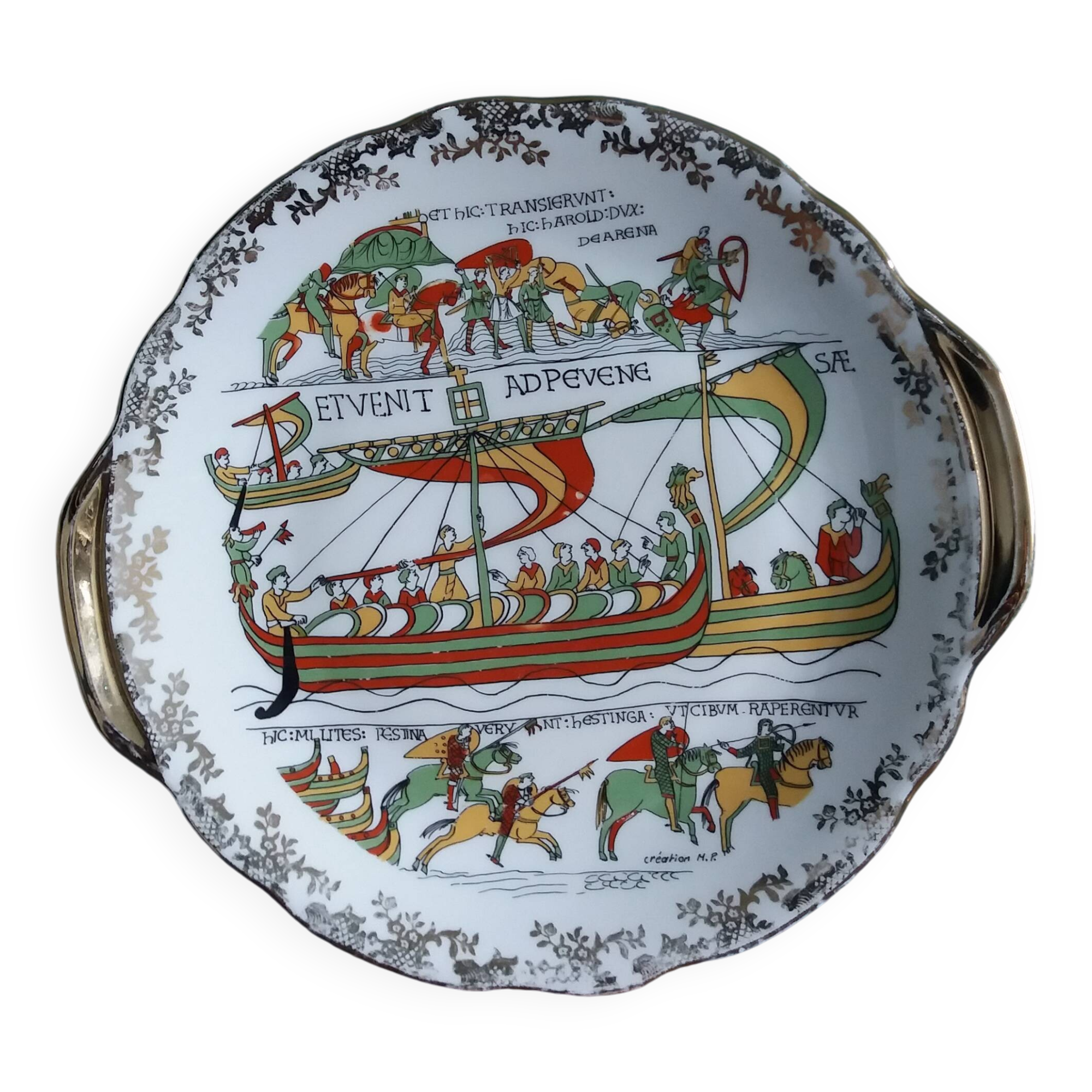 Decorative porcelain plate MF tapestry design of Bayeux