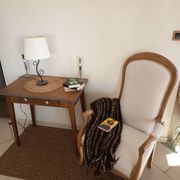 Voltaire armchair in boucle fabric