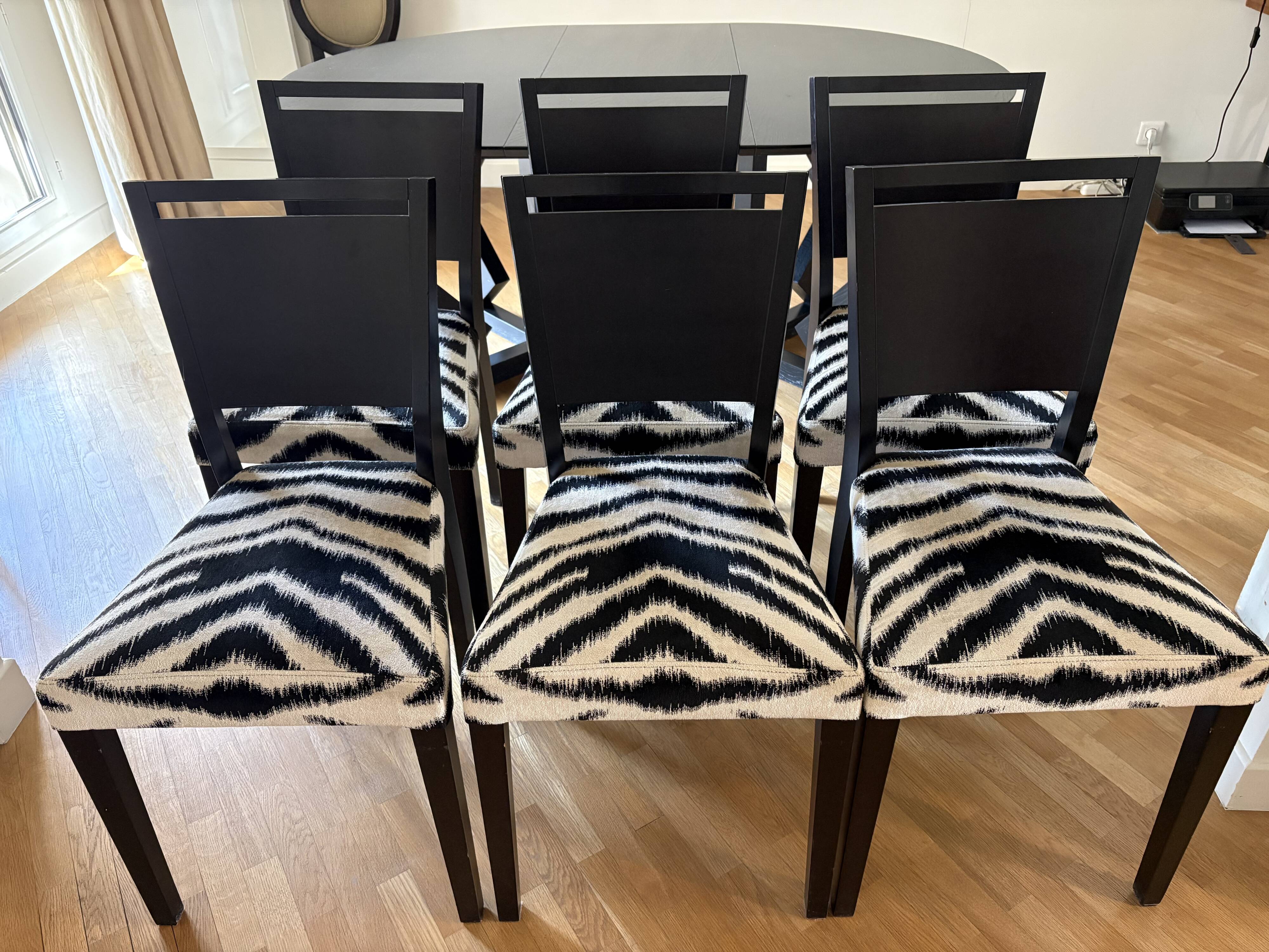 6 chaises artelano vintage - tissu pierre frey