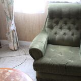Vintage green velvet sofa