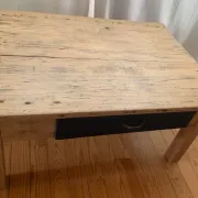 antique wooden coffee table with a patina