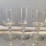 6 old mismatched water glasses