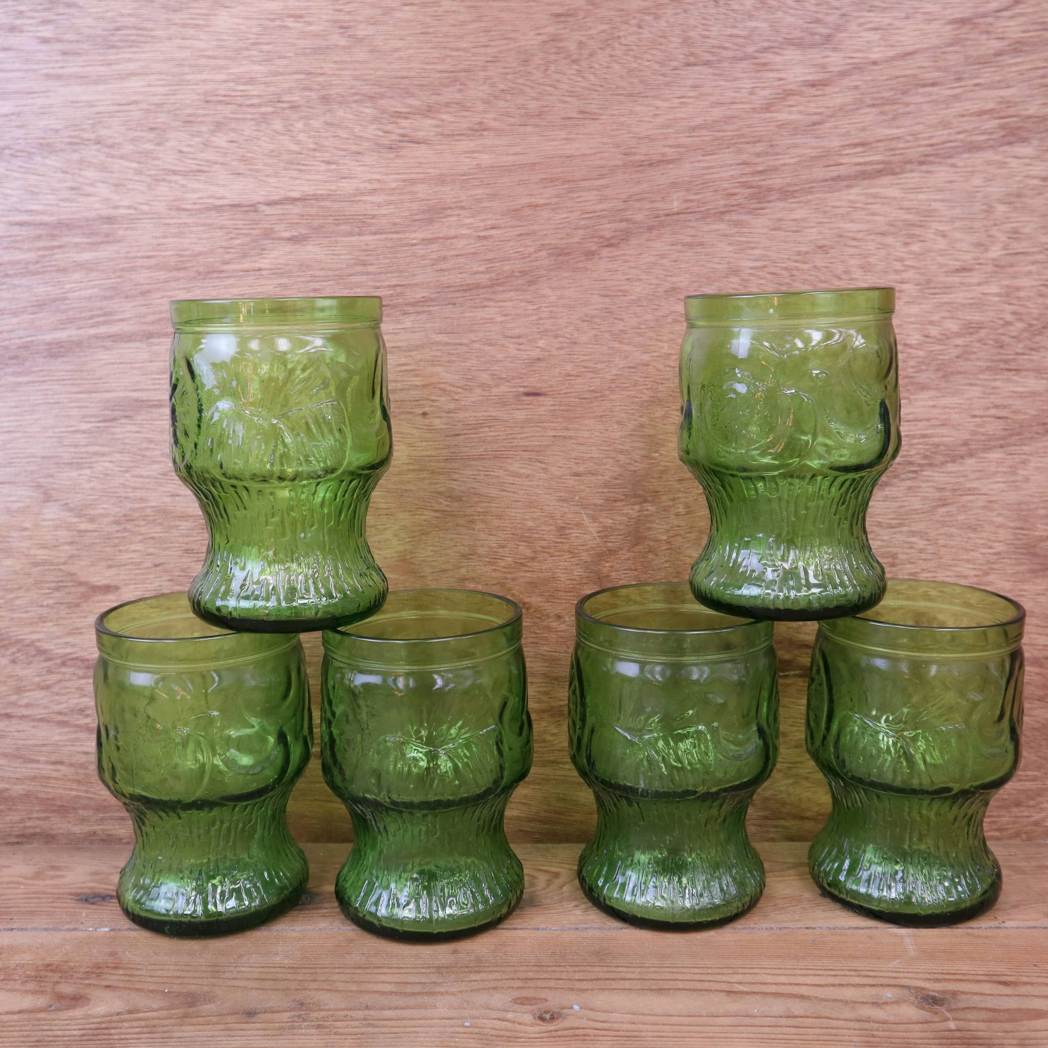 6 green glasses Fidenza Italy