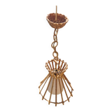 70s wicker chandelier pendant light
