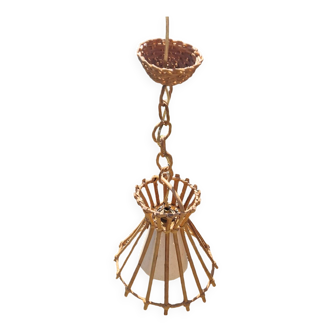 70s wicker chandelier pendant light