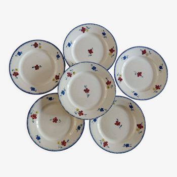 Set of 6 flat plates Sarreguemines Digoin Mary-Lou collection