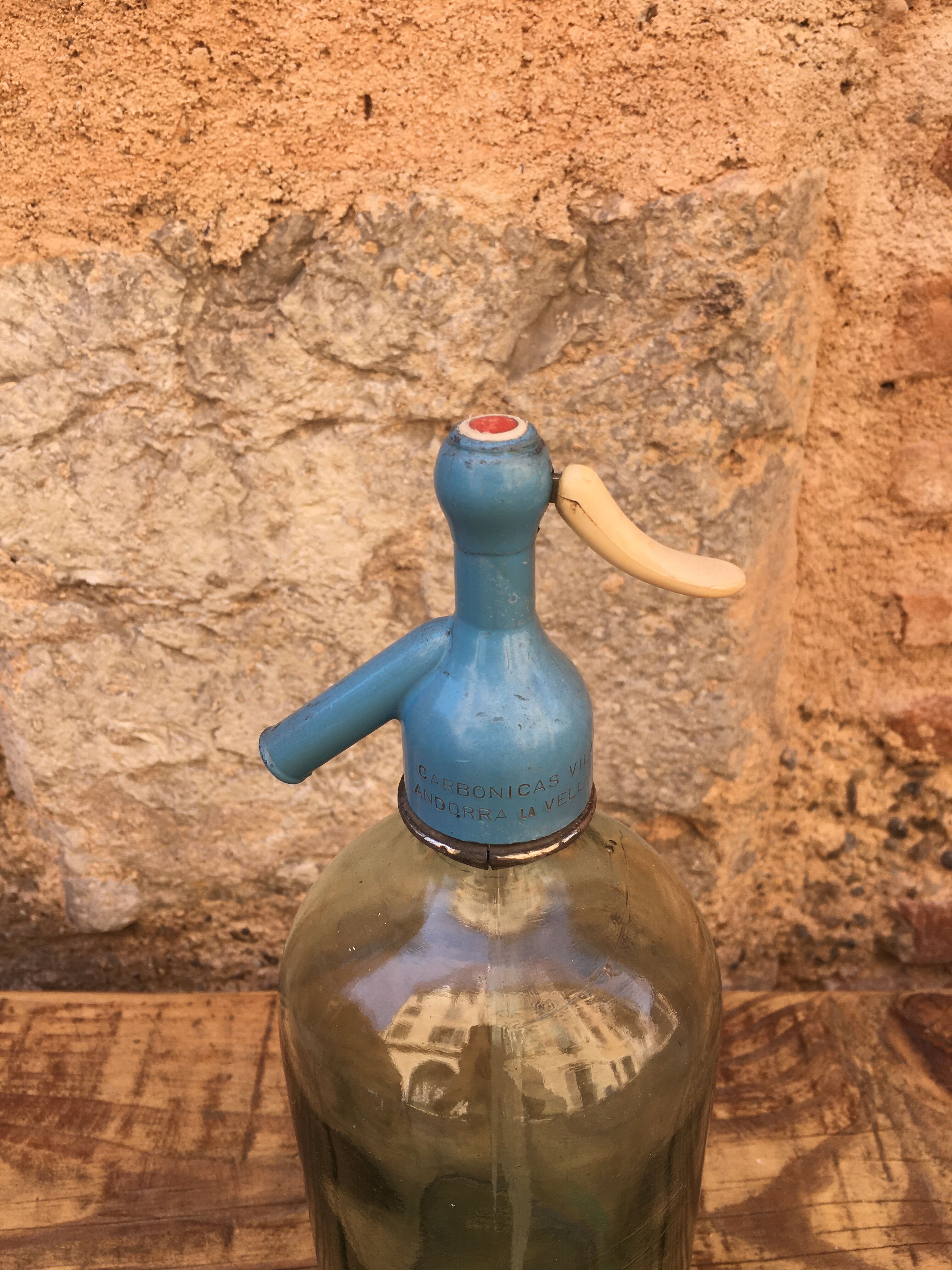 Siphon en verre bleu