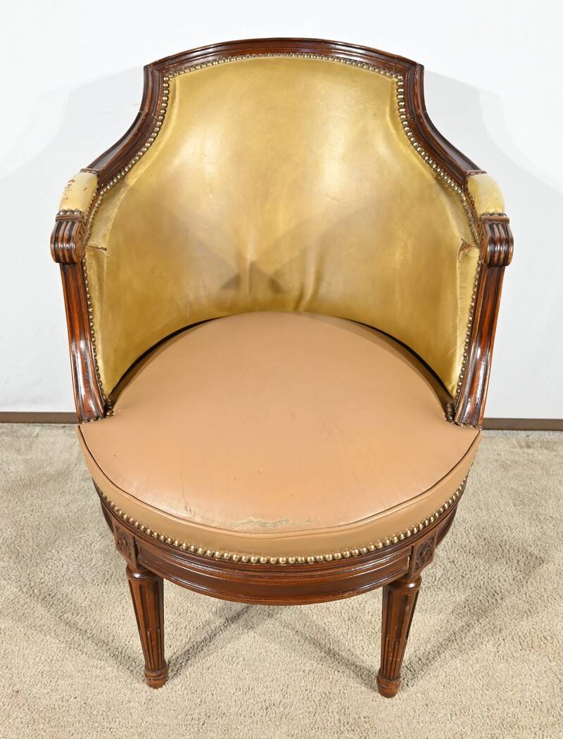 Beech Swivel Office Armchair, Louis XVI style – Late 19th century