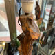Vintage solid olive wood brutalizer floor lamp