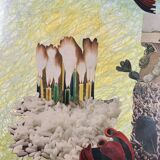 Very large framed surrealist collage by Alain Gaudet 1979