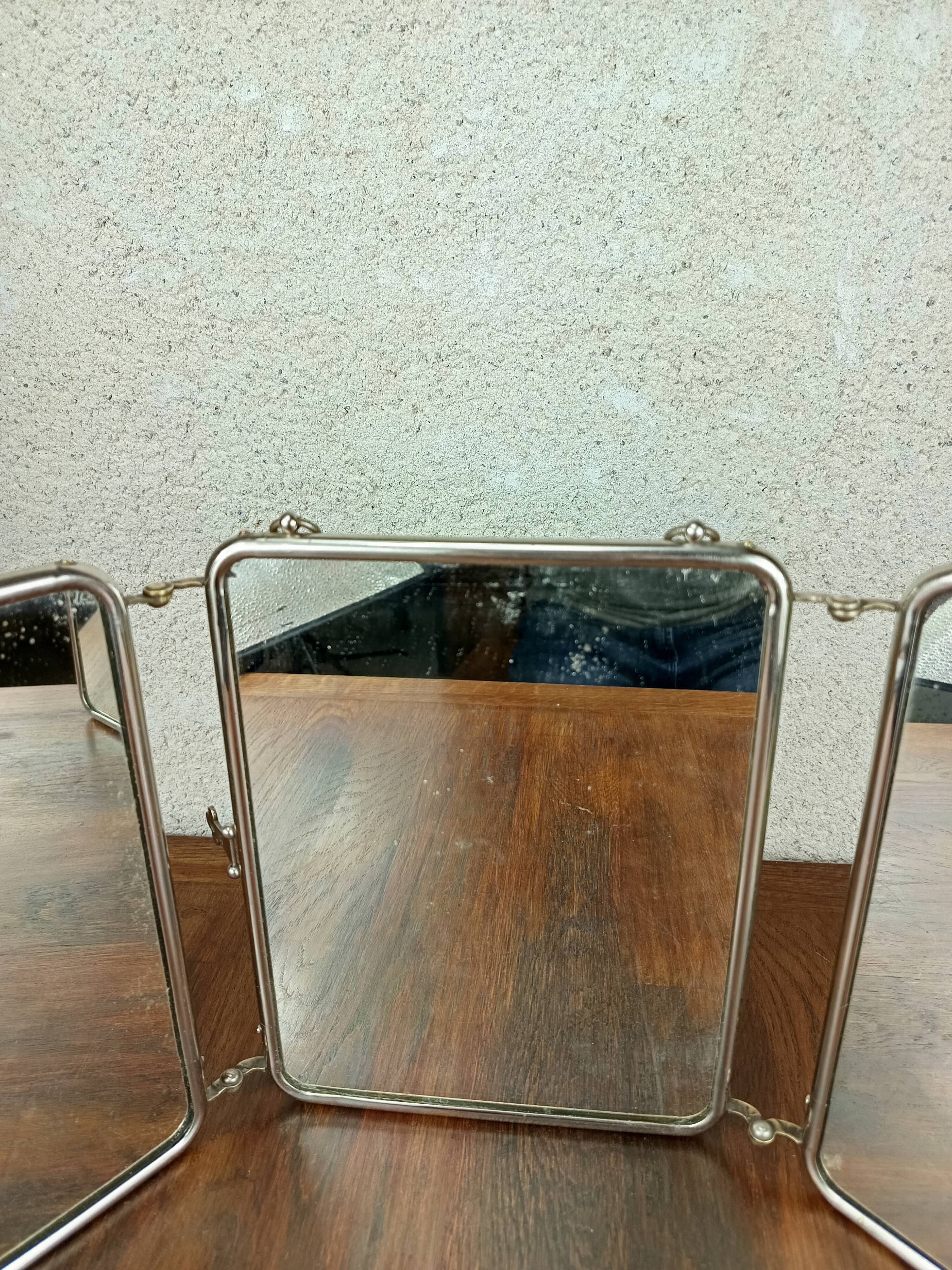 Miroir triptyque vert vintage