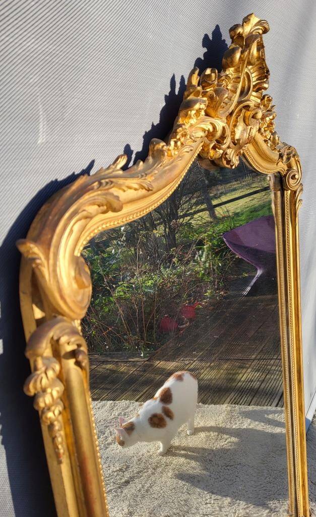 Miroir de cheminée doré XIXe style Louis XV